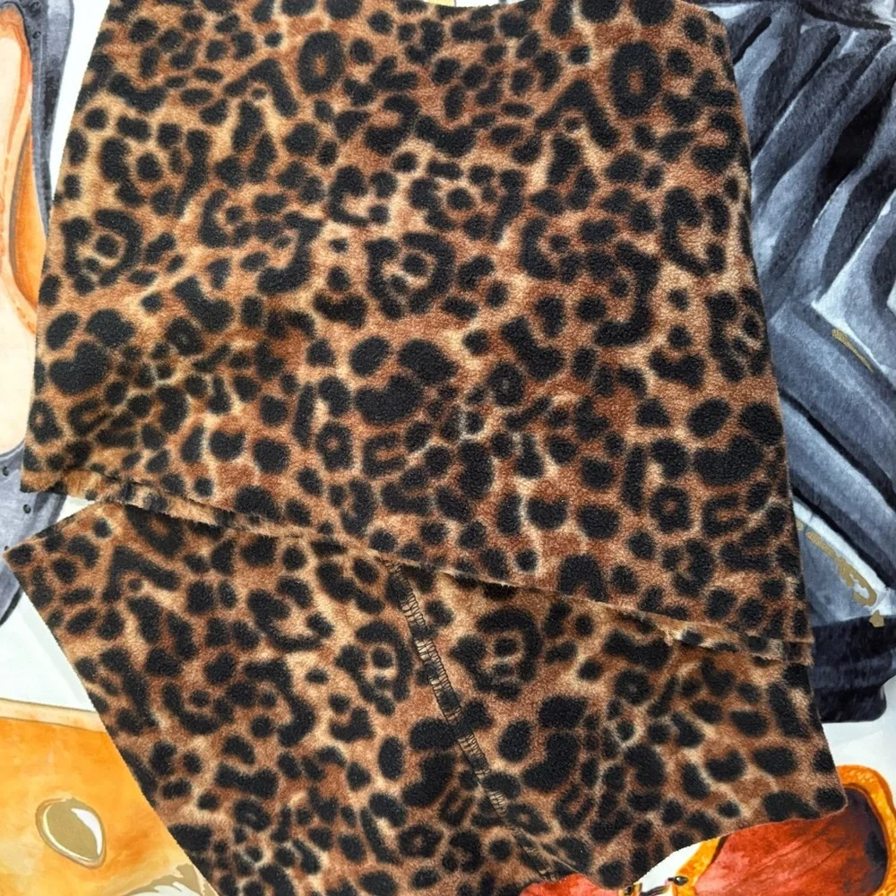 Leopard Print Thin Fleece Wrap Scarf